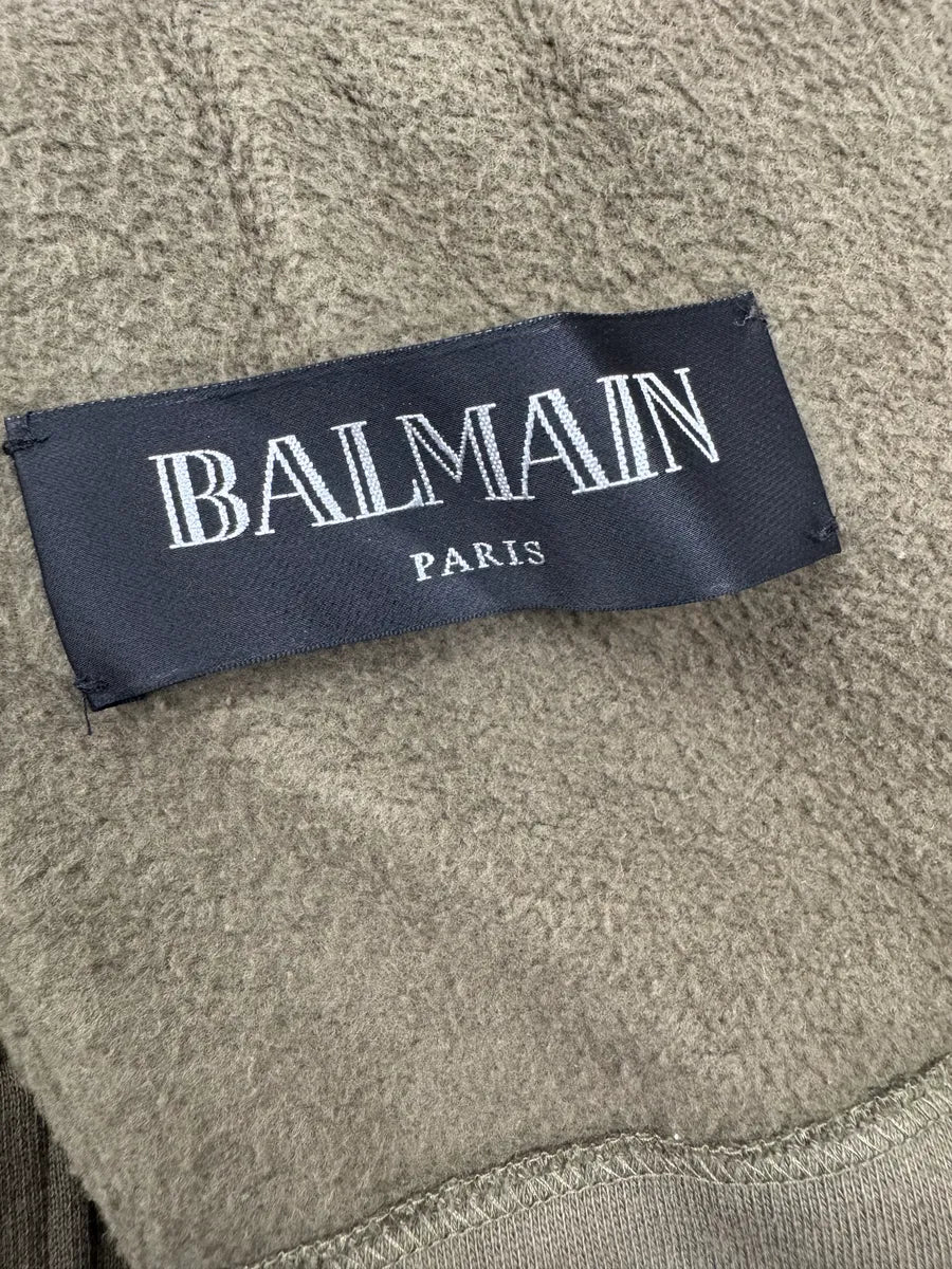 AW2014 Balmain Olive Padded Biker Horpist Jacket vxqVzQWv 13