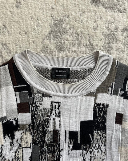 Jil Sander Artistic Patchwork Dimension Grey Sweater (M/L)