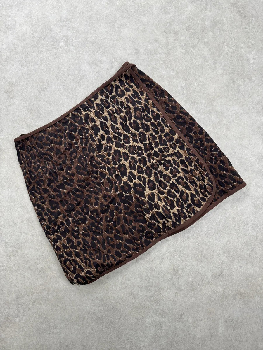 SS1996 Dolce & Gabbana Brown Adjustable Leopard Print Skirt nrBYcYJ 1