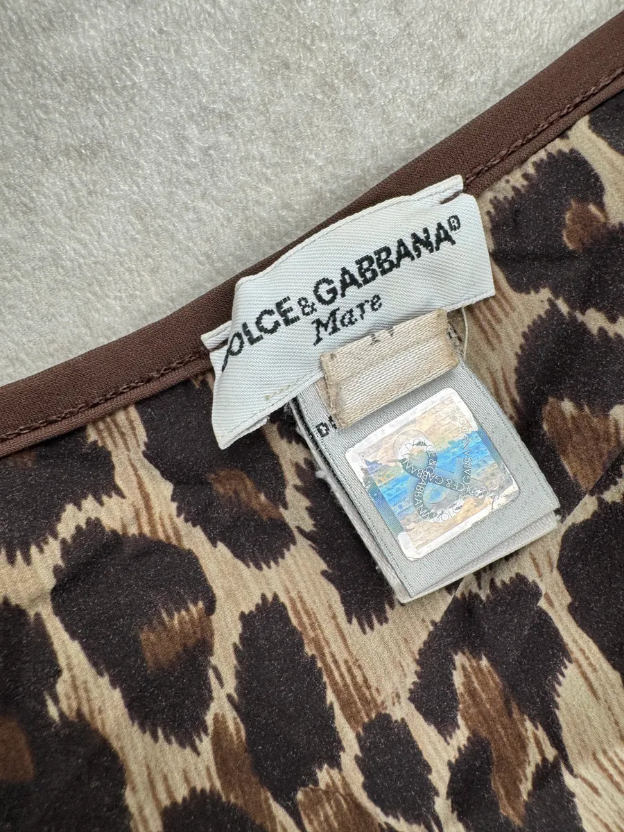SS1996 Dolce & Gabbana Brown Adjustable Leopard Print Skirt nrBYcYJ 9