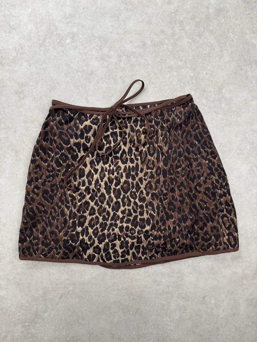 SS1996 Dolce & Gabbana Brown Adjustable Leopard Print Skirt nrBYcYJ 3