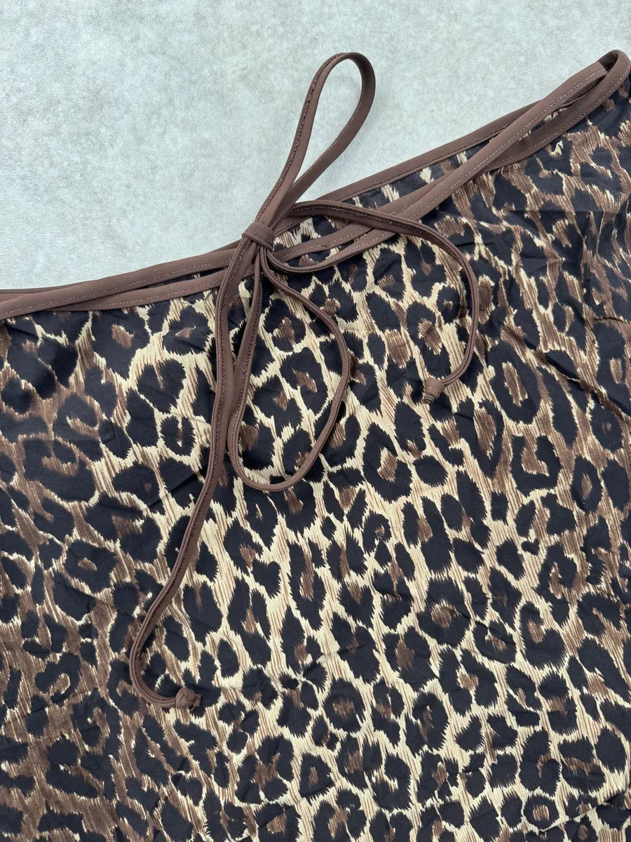 SS1996 Dolce & Gabbana Brown Adjustable Leopard Print Skirt nrBYcYJ 8