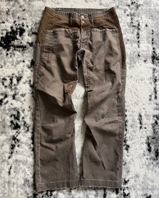 00 年代 Marithe François Girbaud Dual Whimsy 双腰棕色长裤 (L)