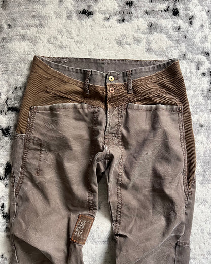 00s' Marithe François Girbaud Dual Whimsy Double-Waisted Brown Pants (L)