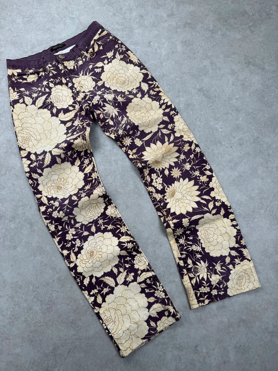 SS2004 Roberto Cavalli Purple Denim Floral Jeans mJYnlAqv 1