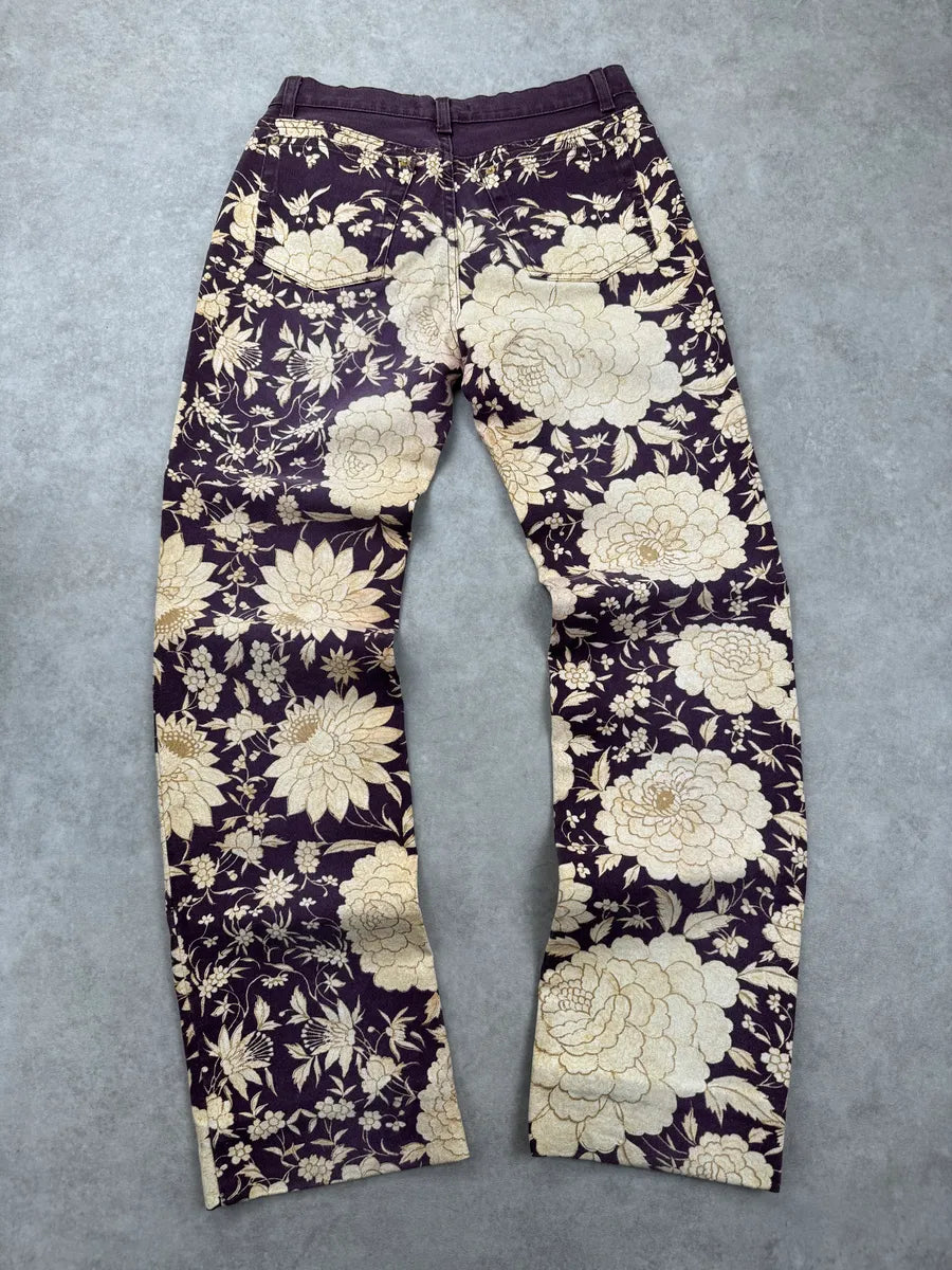 SS2004 Roberto Cavalli Purple Denim Floral Jeans mJYnlAqv 2