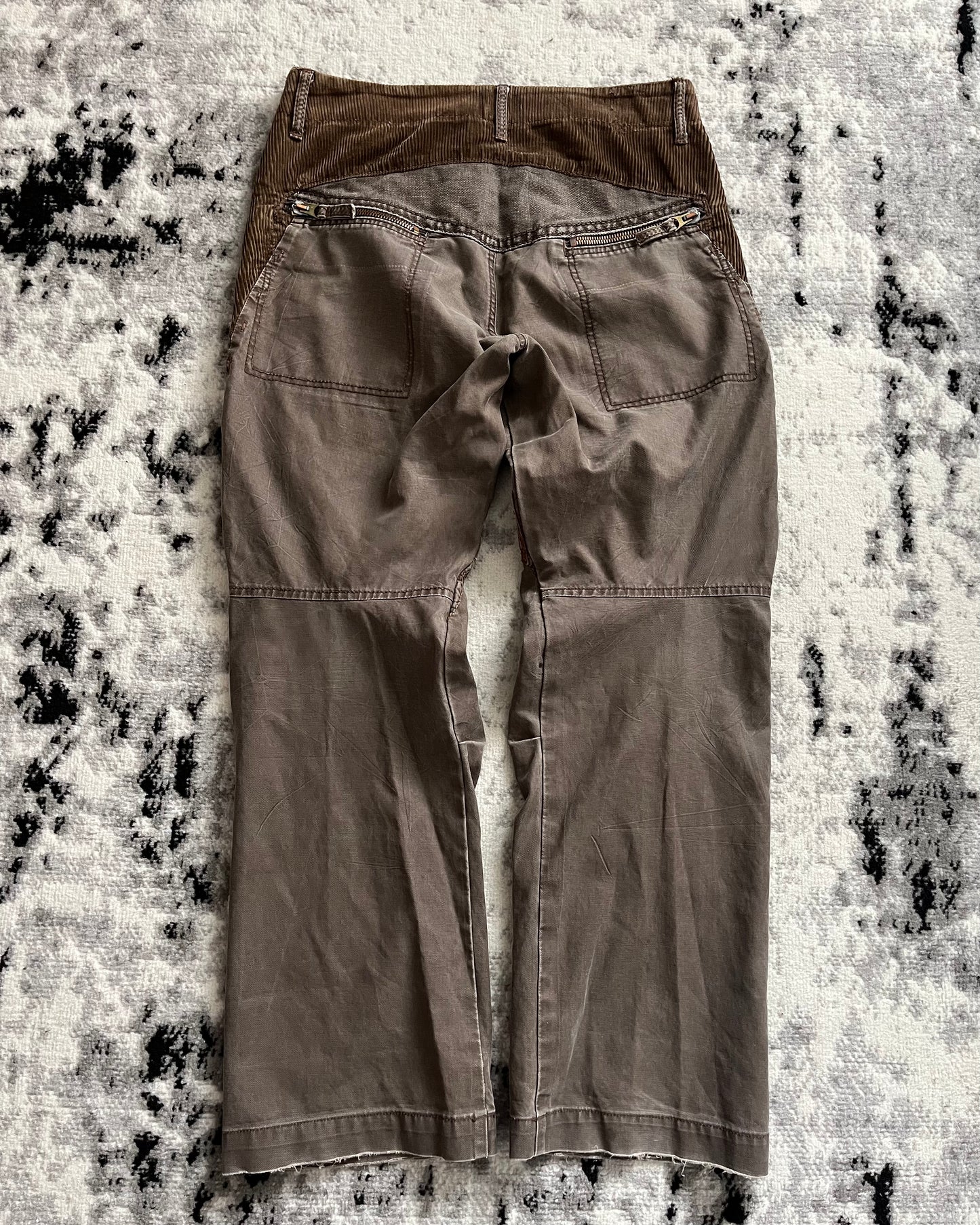 00s' Marithe François Girbaud Dual Whimsy Double-Waisted Brown Pants (L)