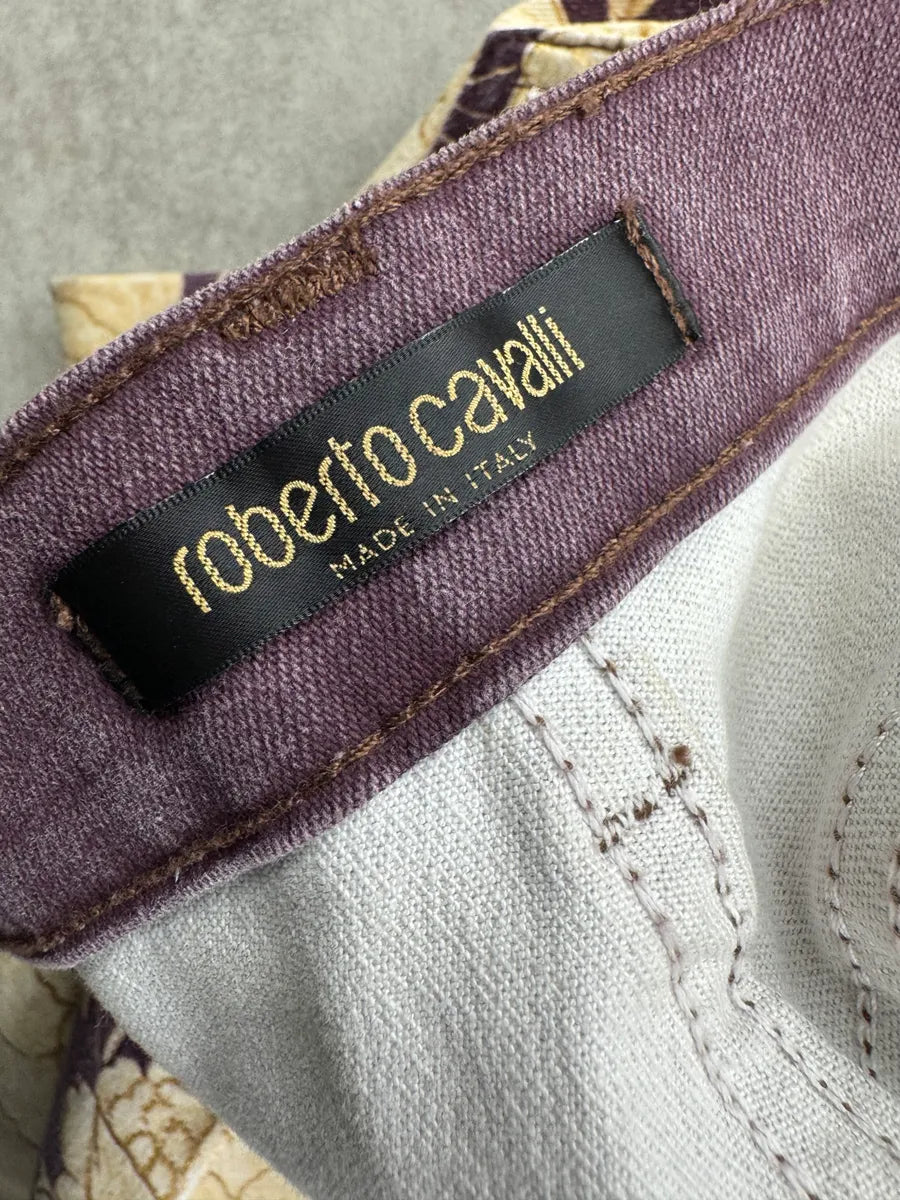 SS2004 Roberto Cavalli Purple Denim Floral Jeans mJYnlAqv 12