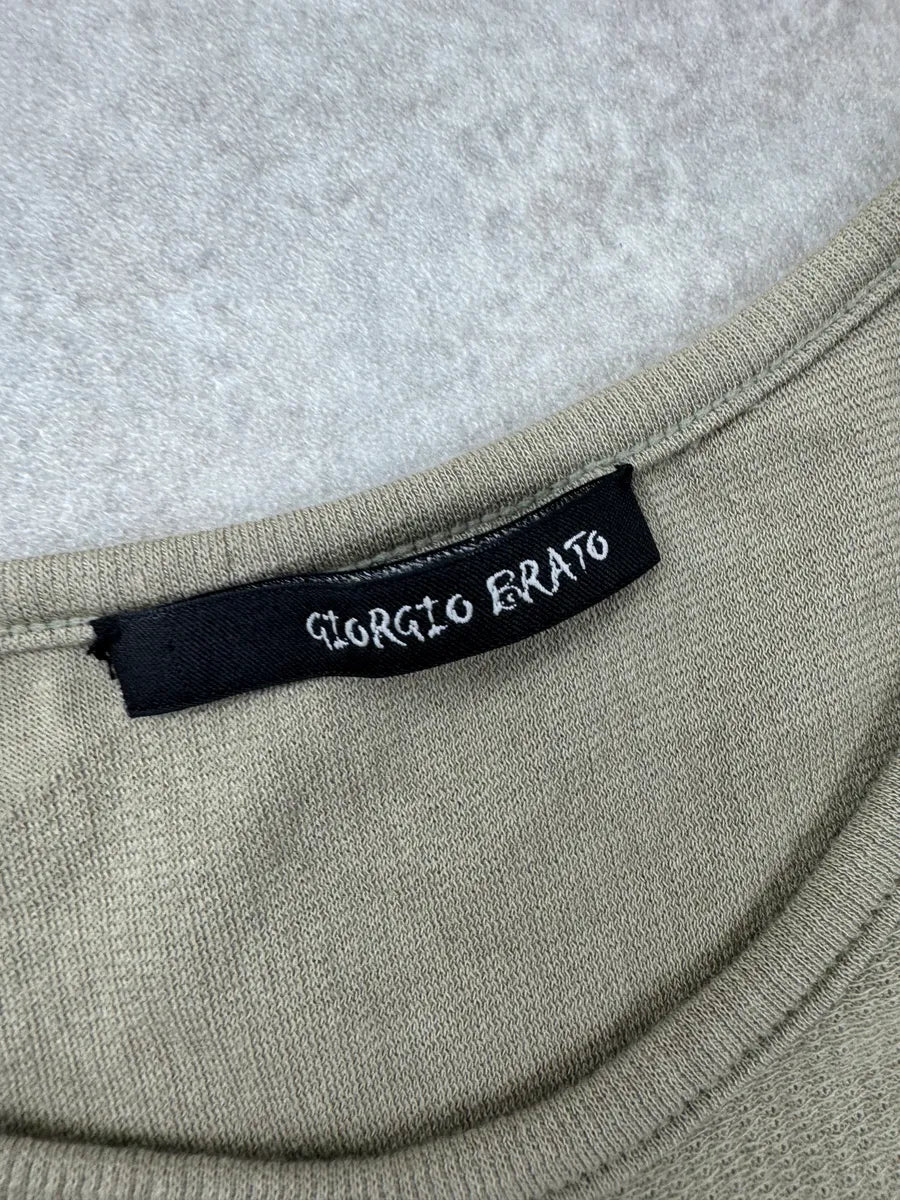 Giorgio Brato Khaki Cotton Distressed Seam T-Shirt njRlPvvc 8