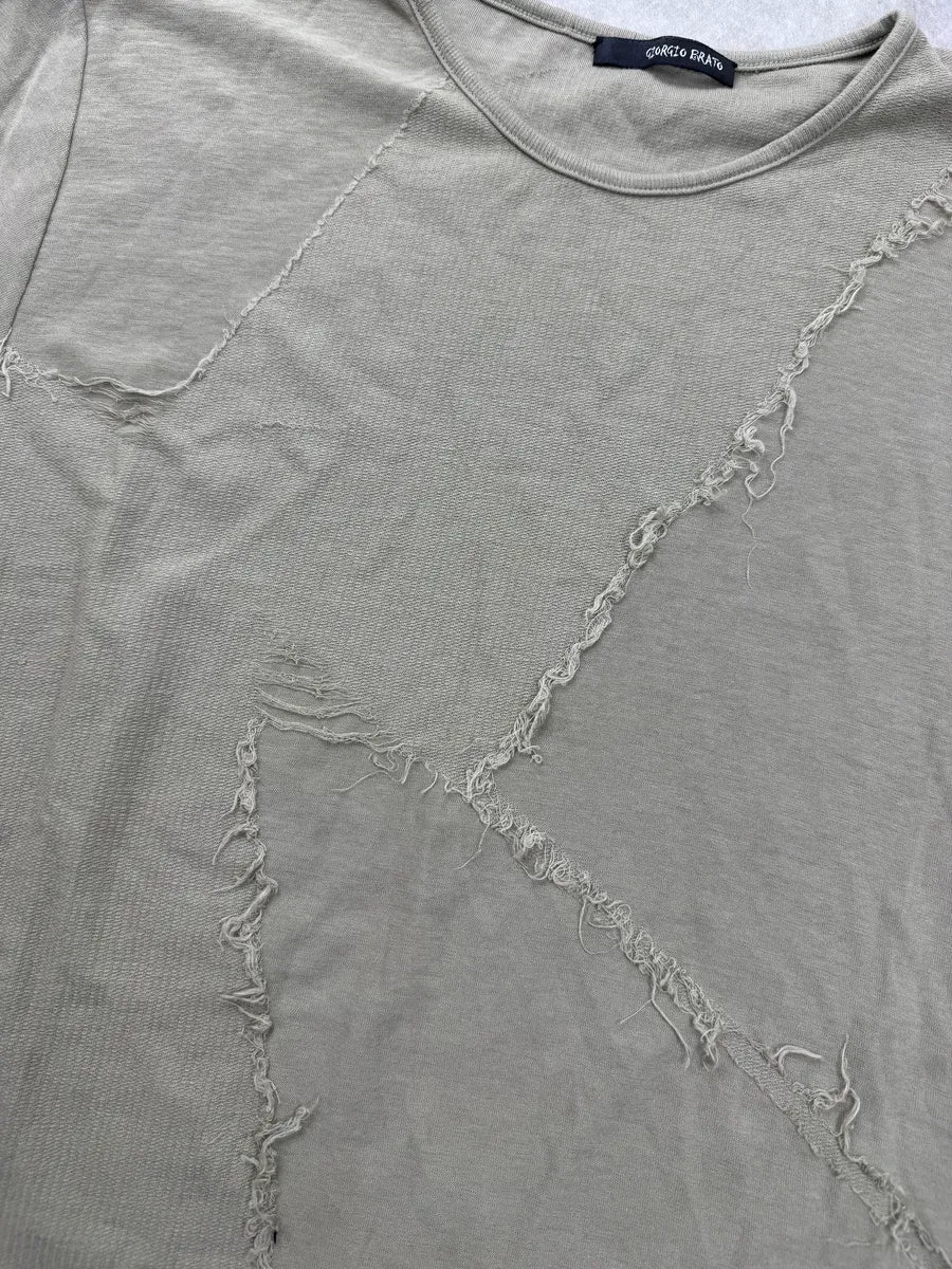 Giorgio Brato Khaki Cotton Distressed Seam T-Shirt njRlPvvc 7