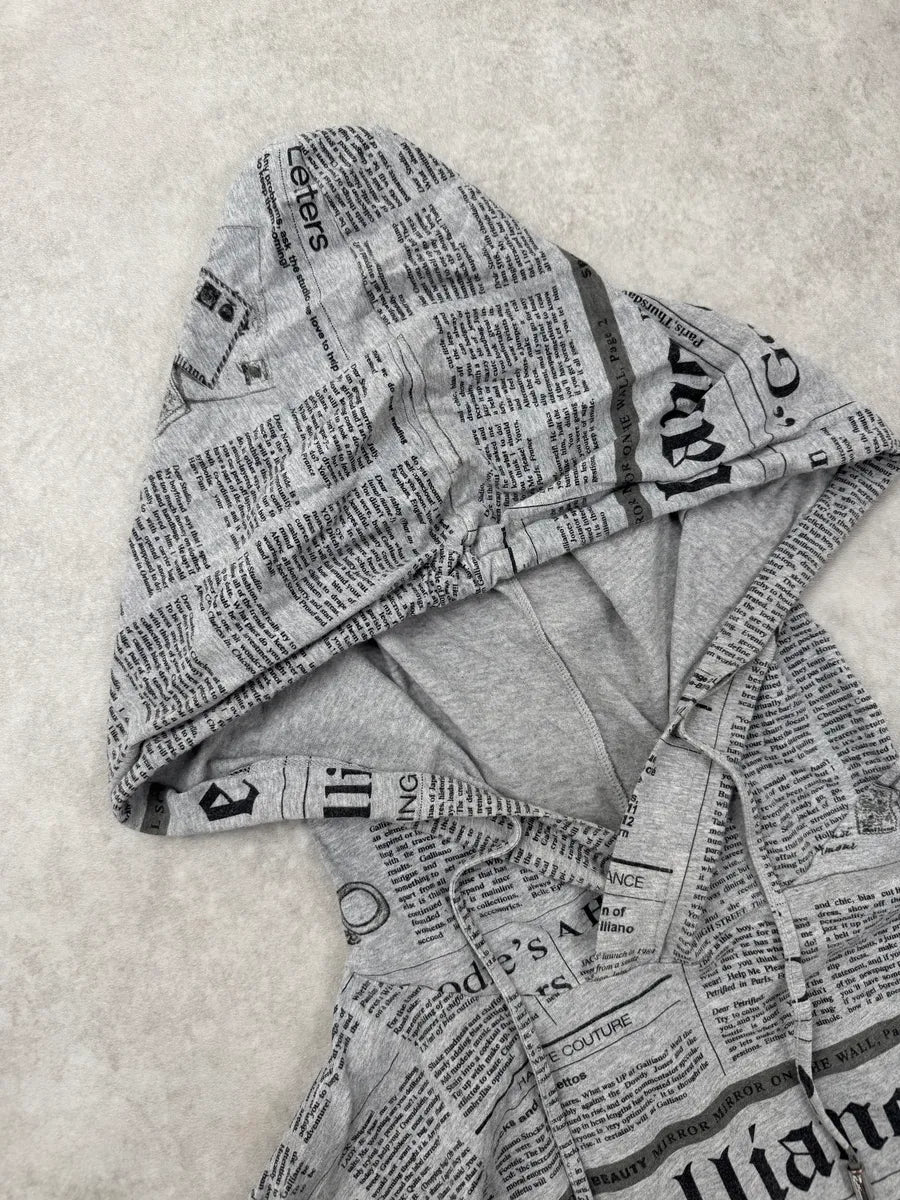John Galliano Grey Magazine Newspaper Hoodie ZXMRGnd 5