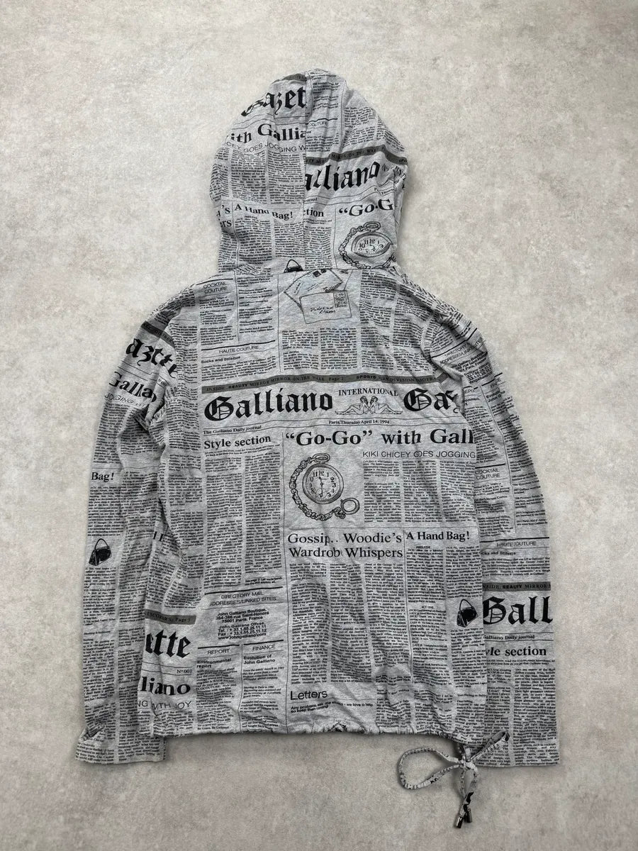 John Galliano Grey Magazine Newspaper Hoodie ZXMRGnd 2