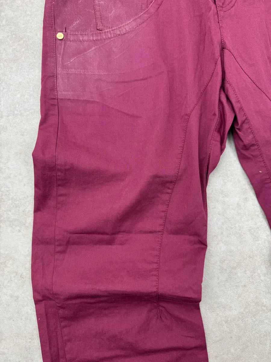 SS2008 Roberto Cavalli Burgundy Coated-Panel Pants HHuNMfD 8