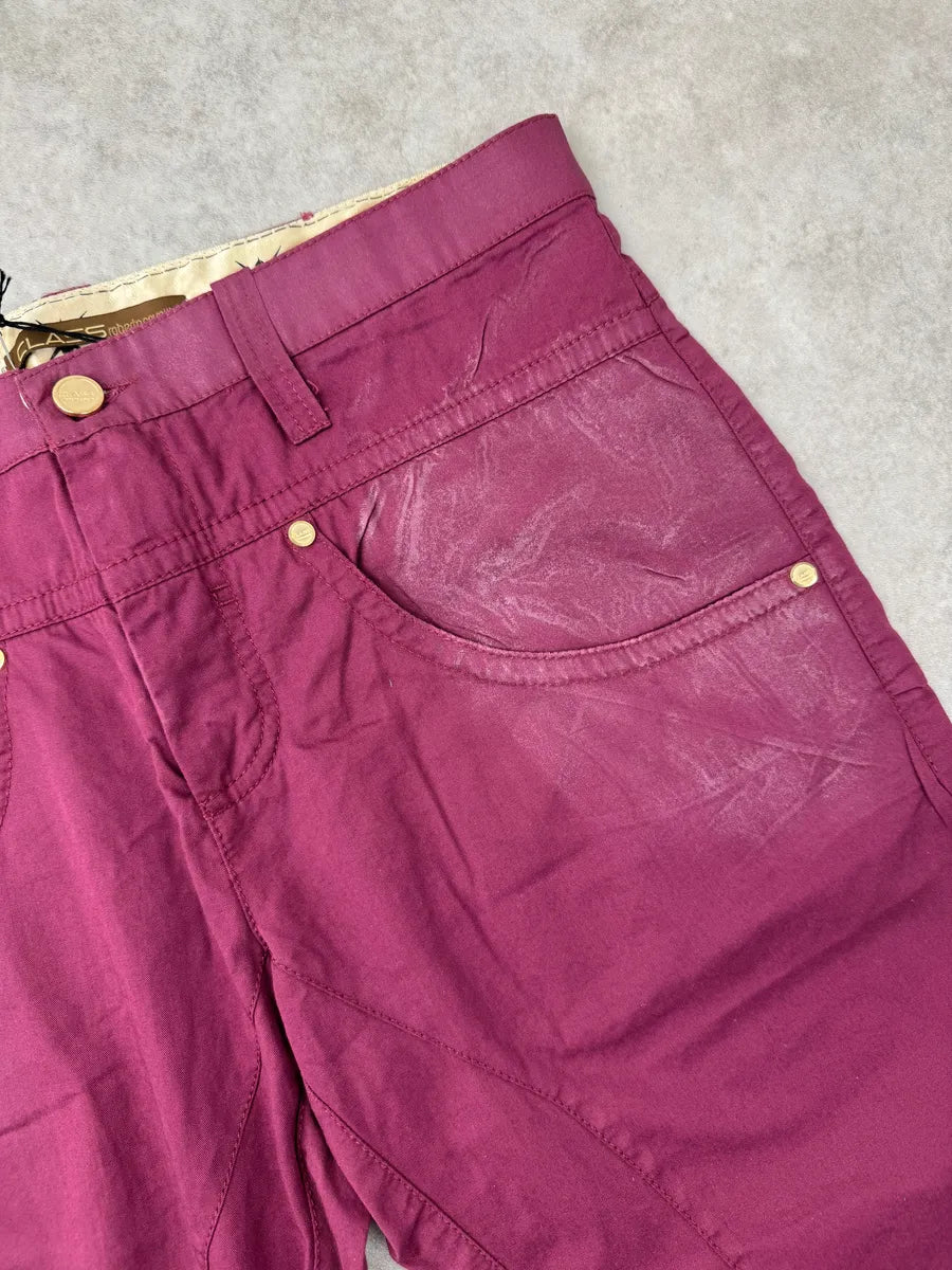SS2008 Roberto Cavalli Burgundy Coated-Panel Pants HHuNMfD 9