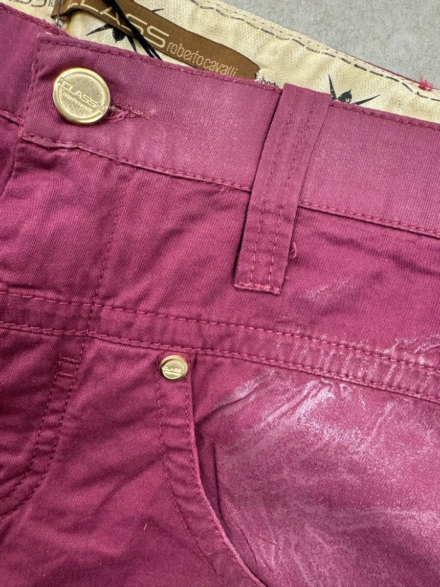 SS2008 Roberto Cavalli Burgundy Coated-Panel Pants HHuNMfD 10