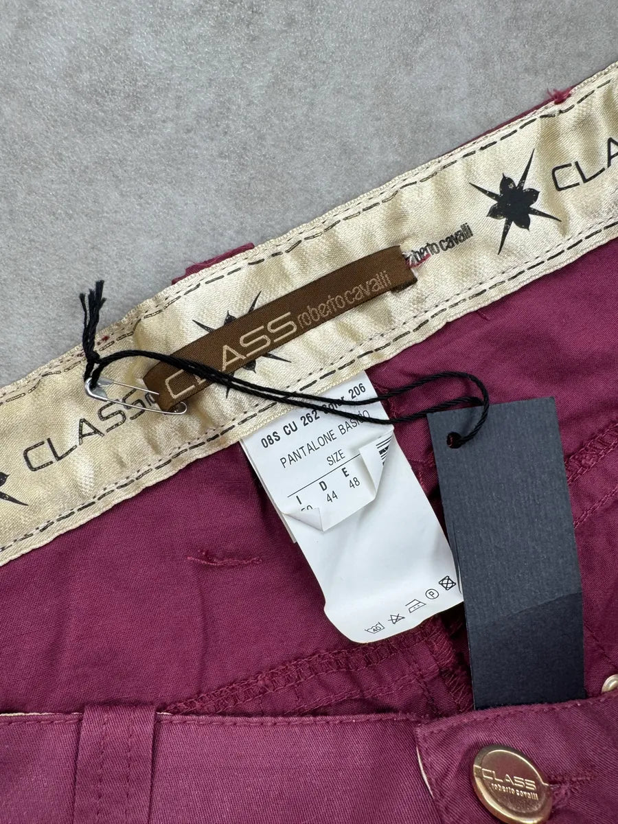 SS2008 Roberto Cavalli Burgundy Coated-Panel Pants HHuNMfD 14
