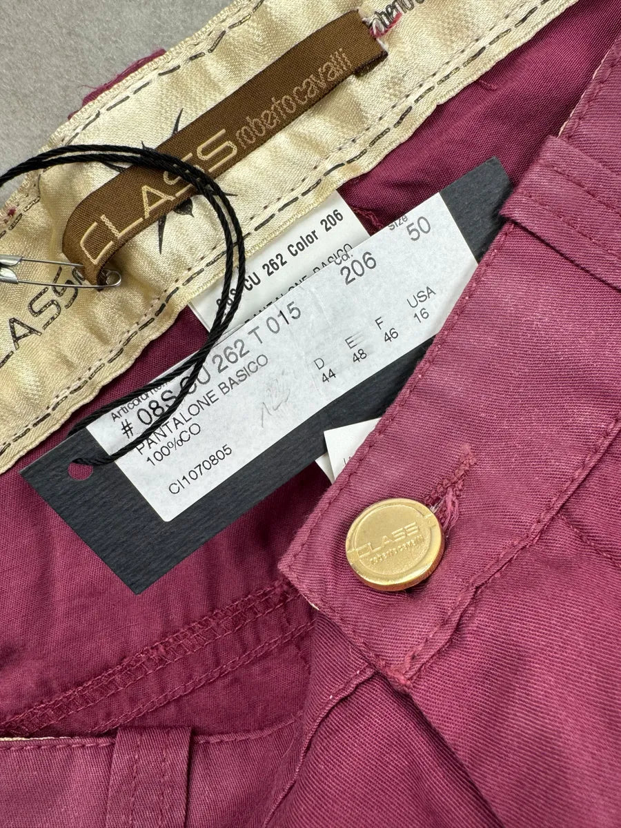 SS2008 Roberto Cavalli Burgundy Coated-Panel Pants HHuNMfD 13