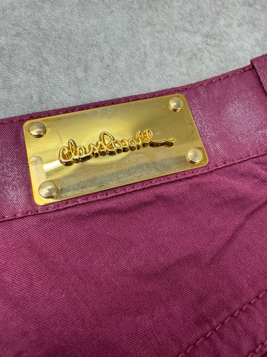 SS2008 Roberto Cavalli Burgundy Coated-Panel Pants HHuNMfD 11