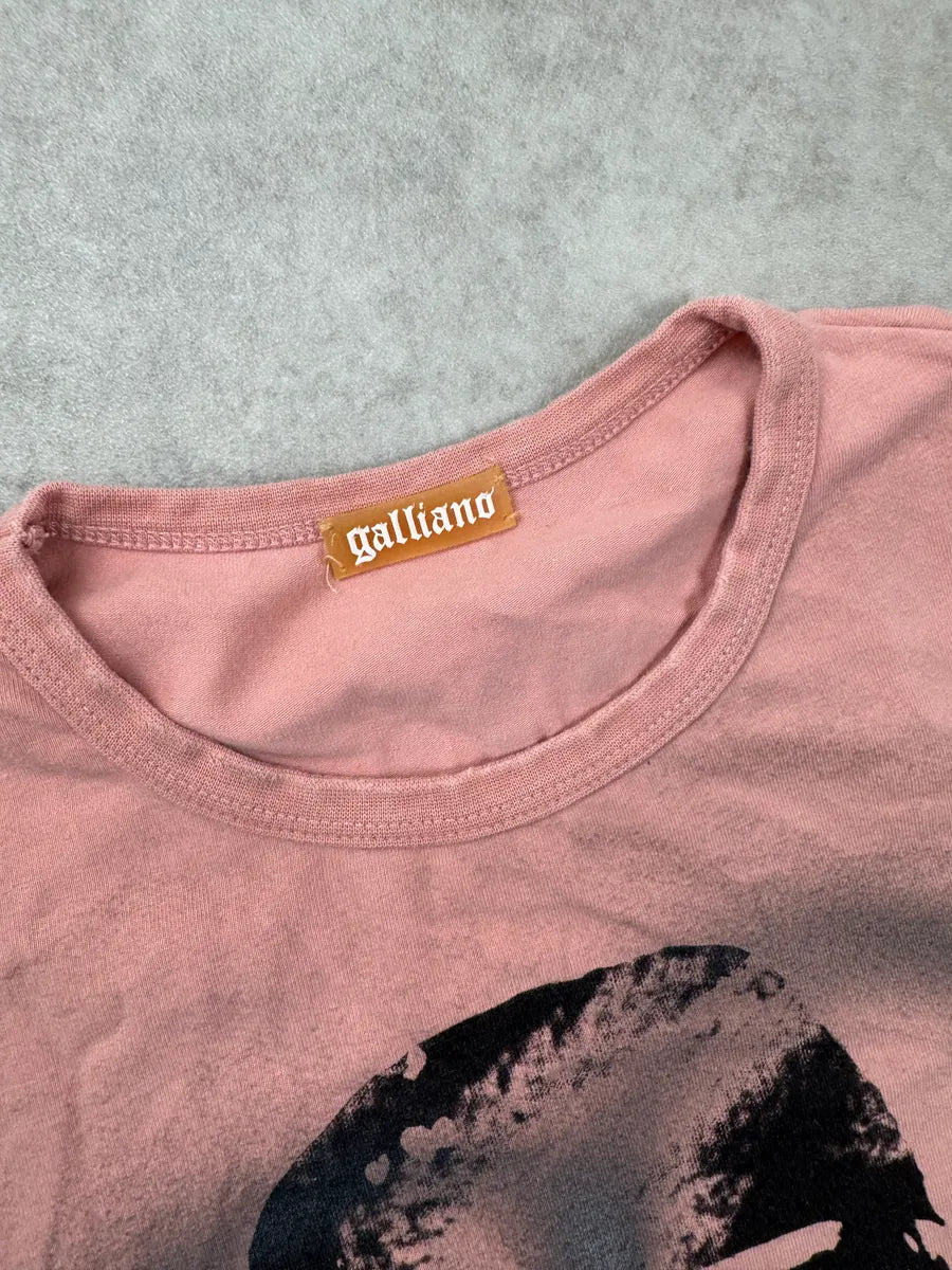 AW2008 Galliano Pink Cotton Portrait T-Shirt vgDvapq 7