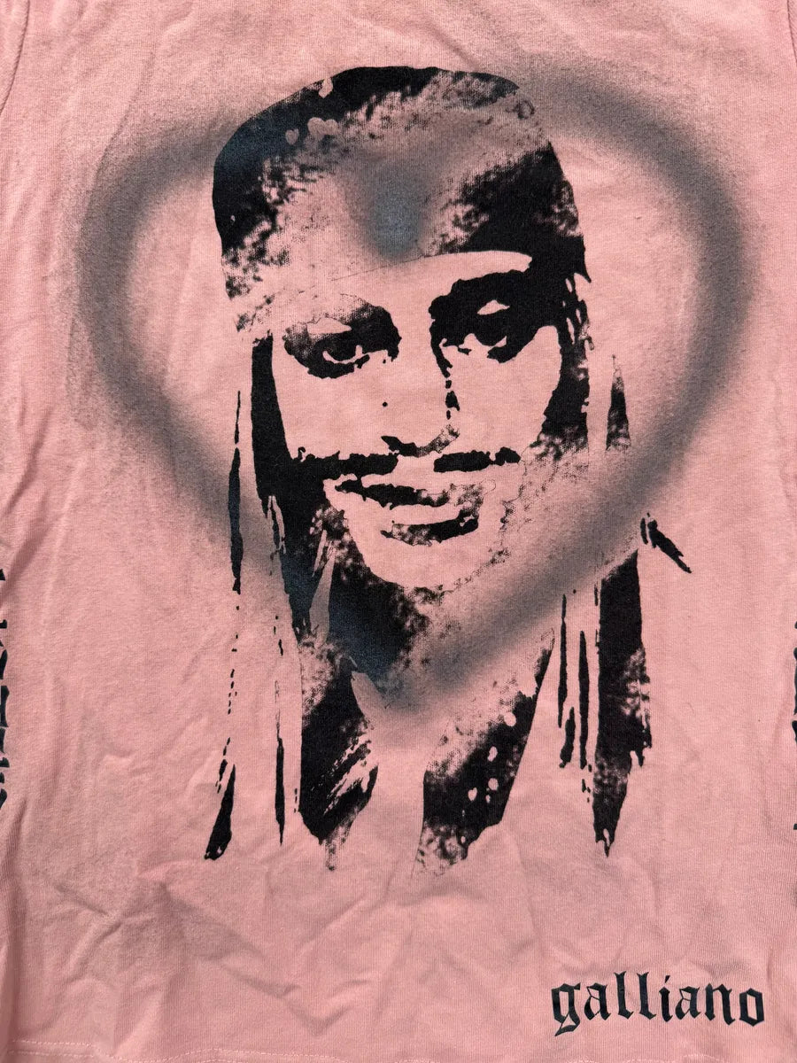 AW2008 Galliano Pink Cotton Portrait T-Shirt vgDvapq 5