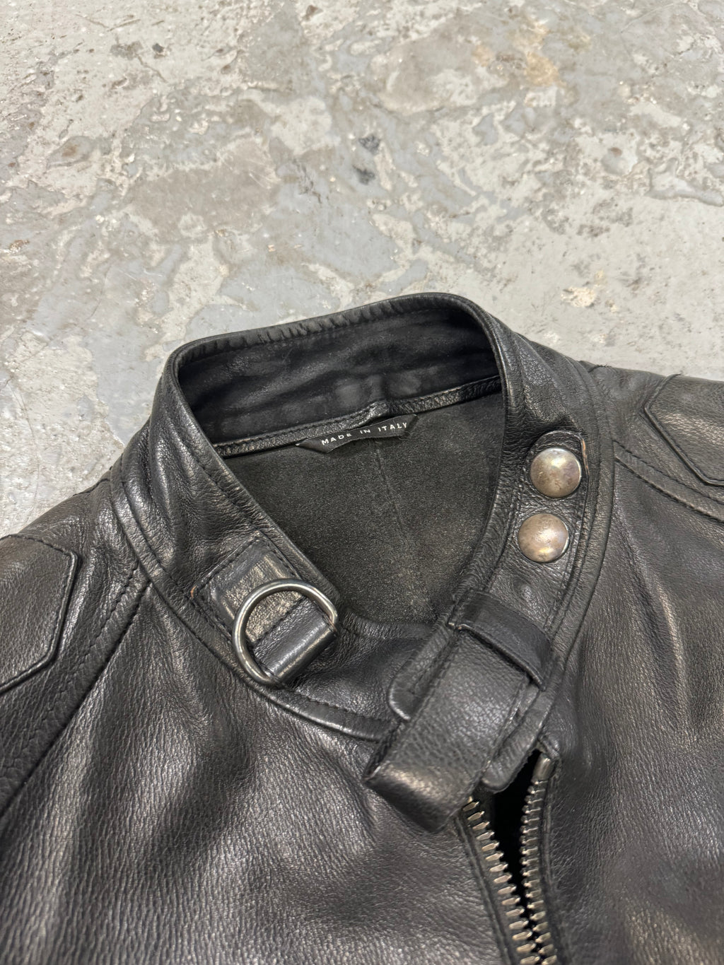 AW2004 Gucci Black Cafe Moto Biker Leather Jacket by Tom Ford  (S)