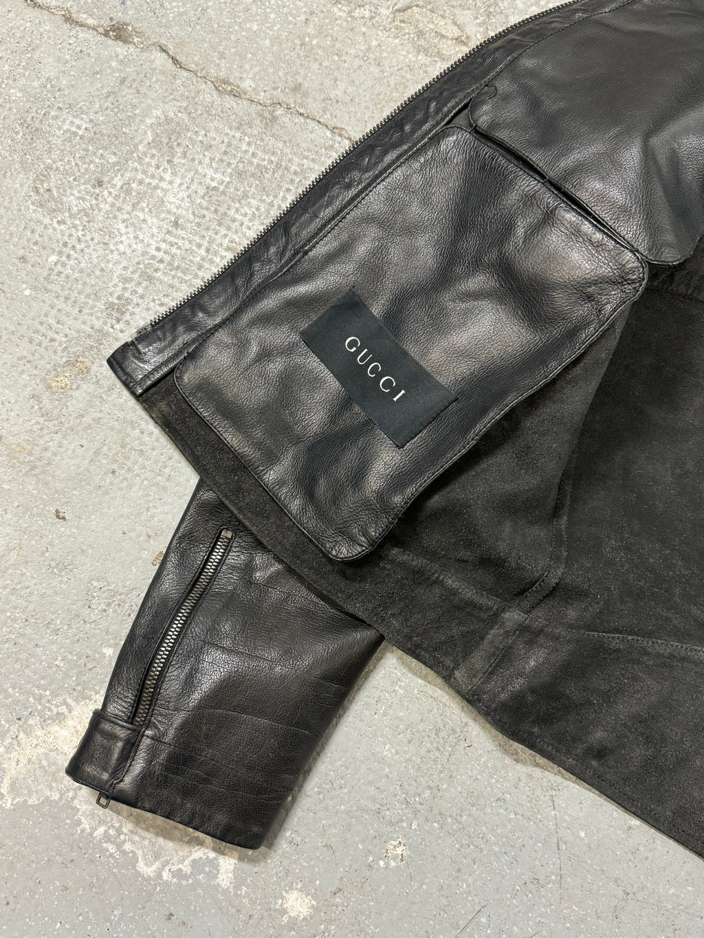 AW2004 Gucci Black Cafe Moto Biker Leather Jacket by Tom Ford  (S)