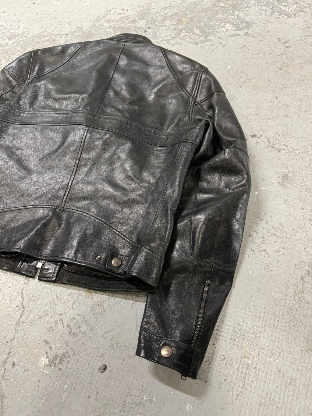AW2004 Gucci Black Cafe Moto Biker Leather Jacket by Tom Ford  (S)