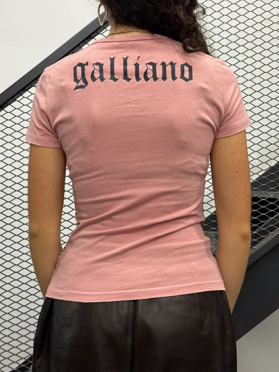 AW2008 Galliano Pink Cotton Portrait T-Shirt vgDvapq 1