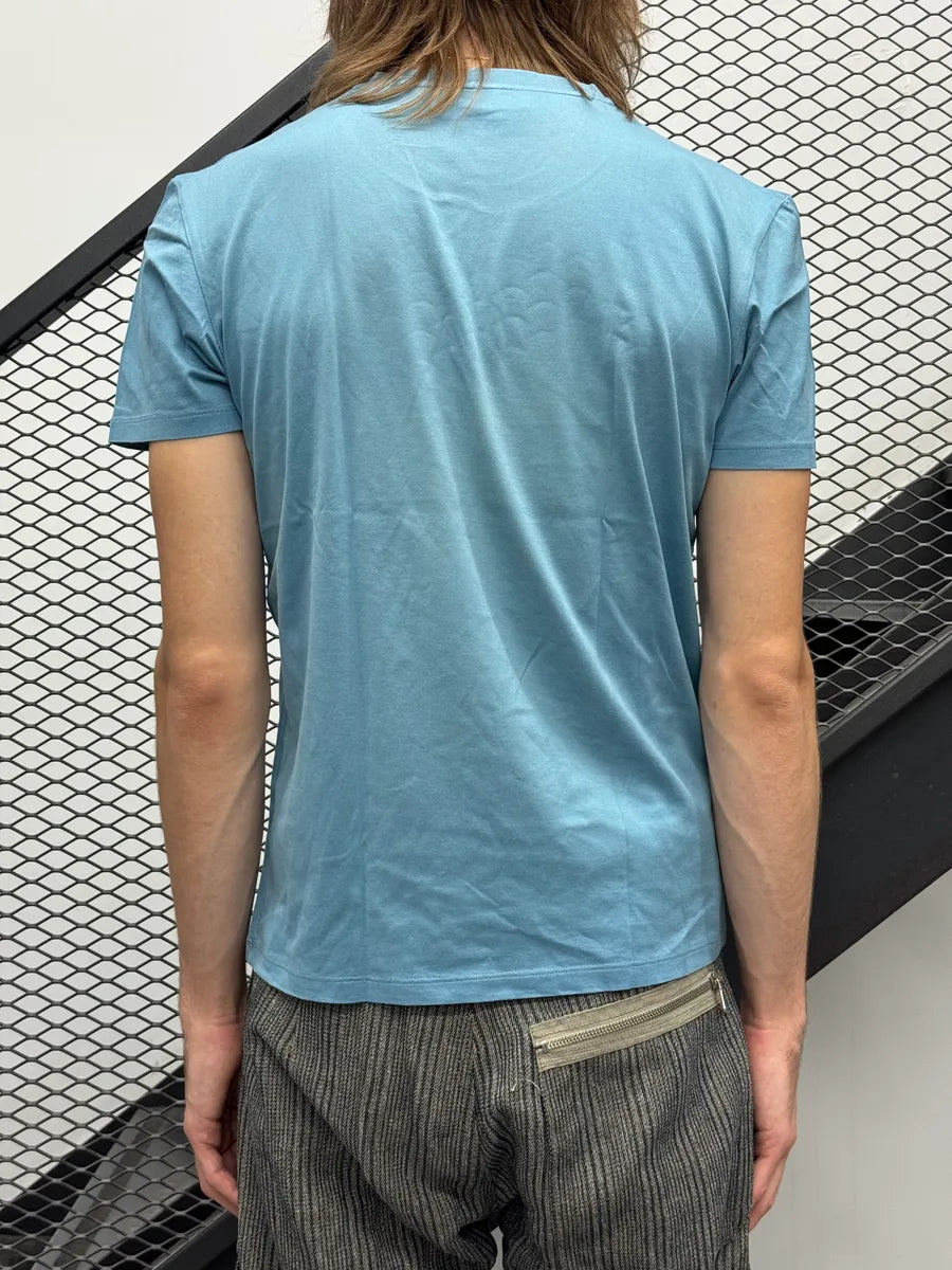 2000s Yves Saint Laurent Blue Signature Logo T-Shirt CYDKwppX 1