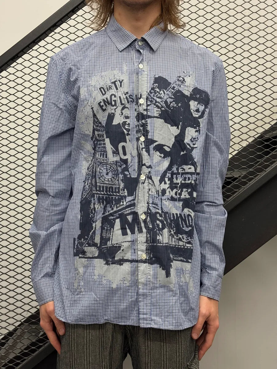 Love Moschino Blue Graphic Logo Shirt DLmuyycq 0