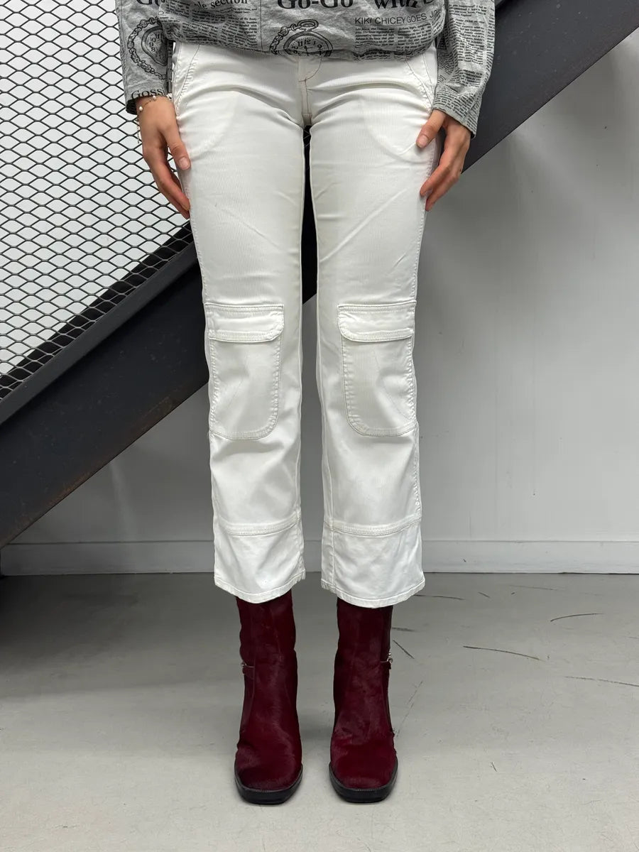 2000s Cavalli White Cargo 7/8 Pants snnDpRY 3