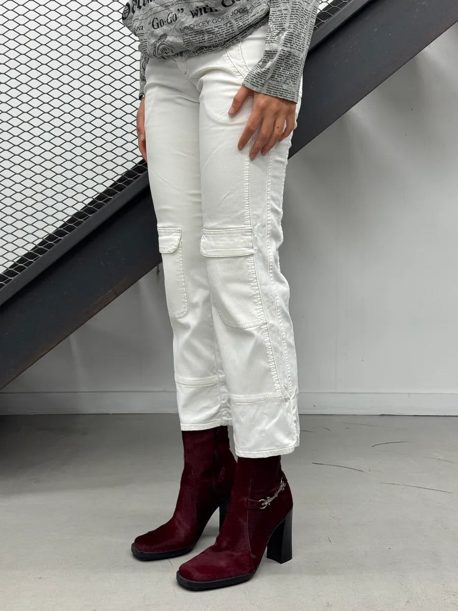 2000s Cavalli White Cargo 7/8 Pants snnDpRY 4