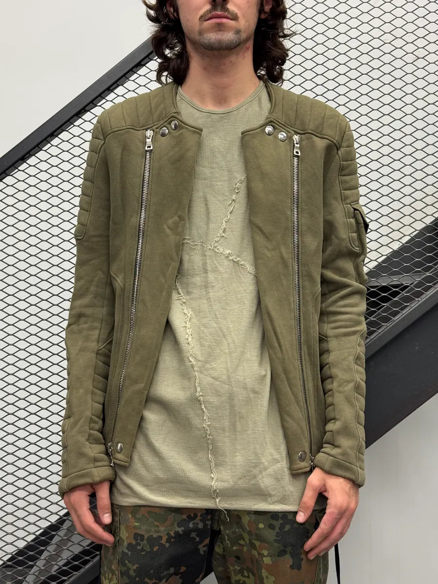 AW2014 Balmain Olive Padded Biker Horpist Jacket vxqVzQWv 5