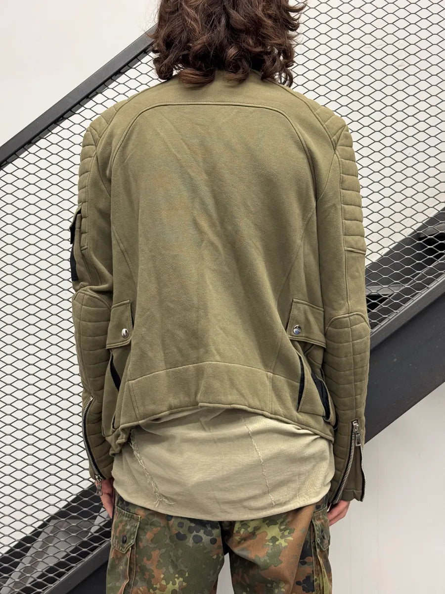 AW2014 Balmain Olive Padded Biker Horpist Jacket vxqVzQWv 6