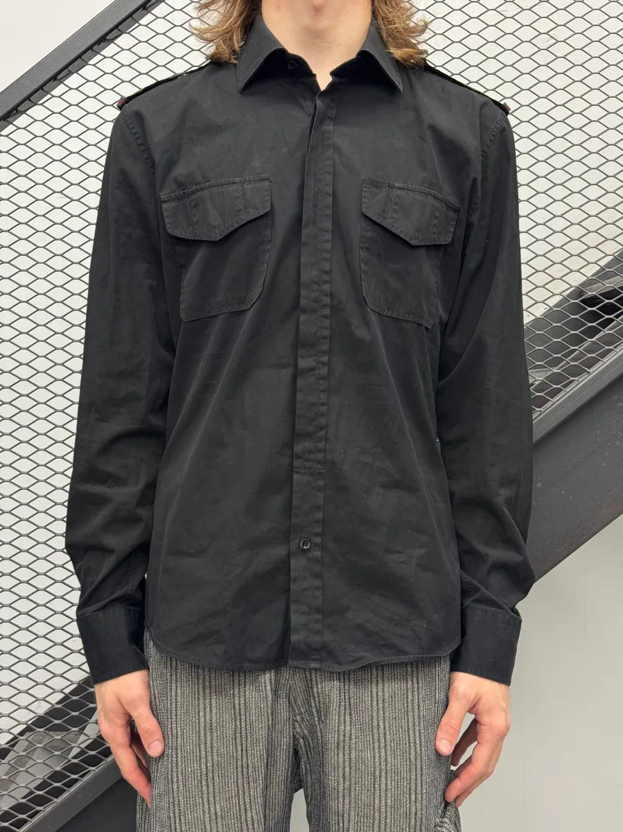 2000s Gucci Black Officer Military Stripe Shirt avetnXFR 1