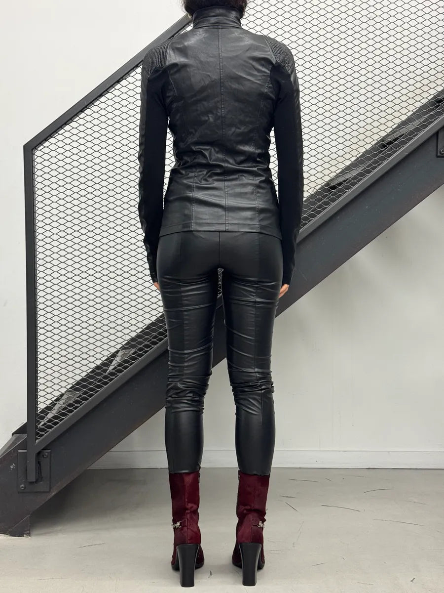 Plein Sud Jeans Black Coated Moto Top Jacket TgNWrCVI 2