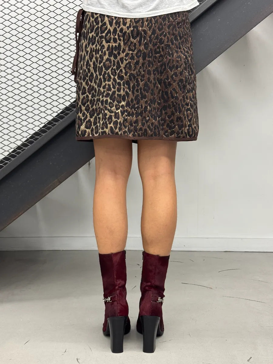 SS1996 Dolce & Gabbana Brown Adjustable Leopard Print Skirt nrBYcYJ 6