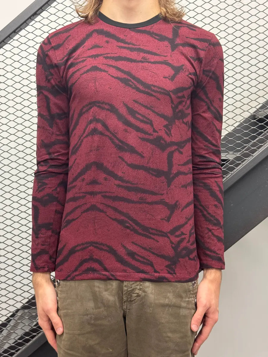 2010s Cavalli Red Striped Animal-Print Longsleeve OirLOea 3