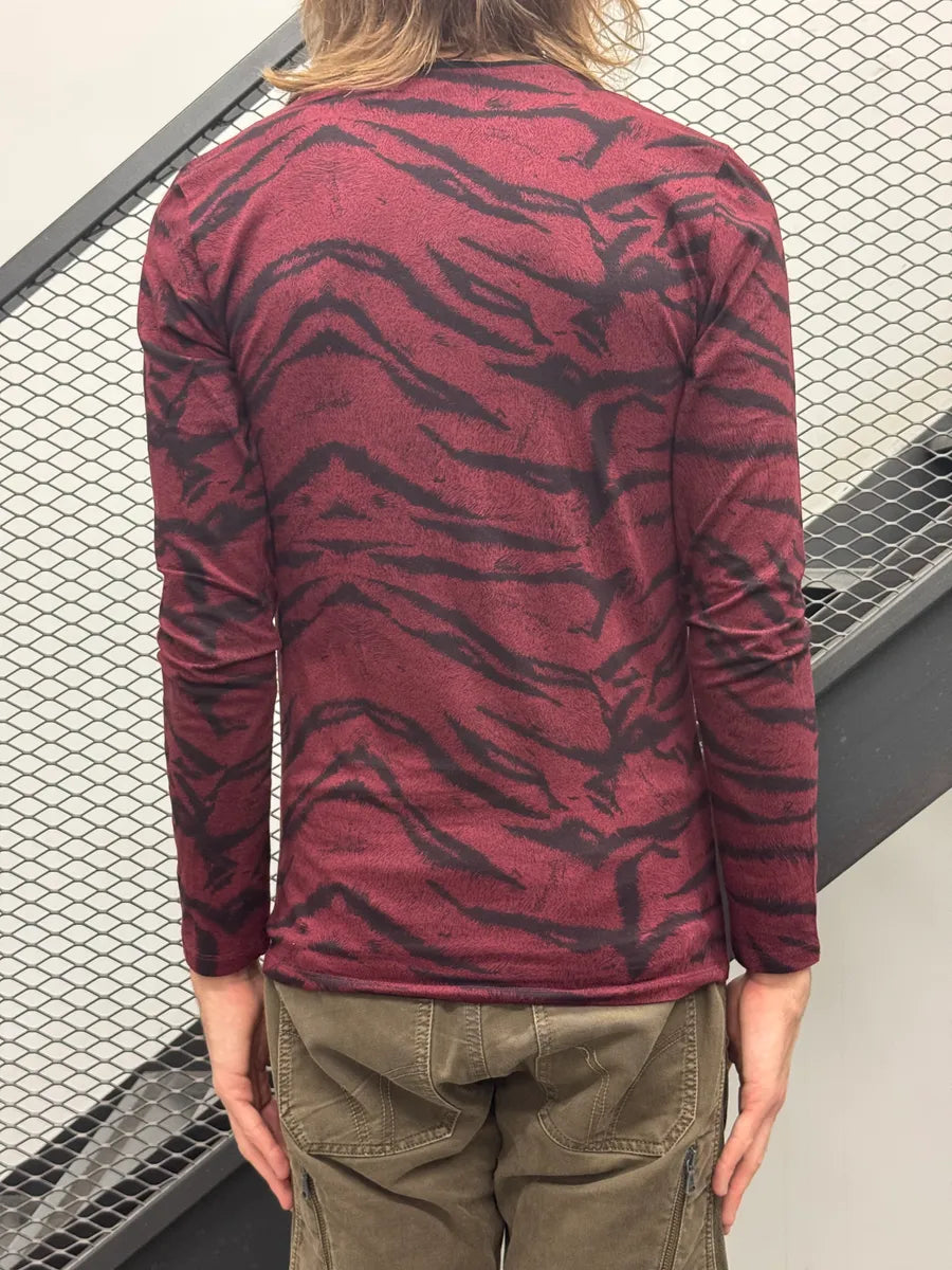 2010s Cavalli Red Striped Animal-Print Longsleeve OirLOea 4