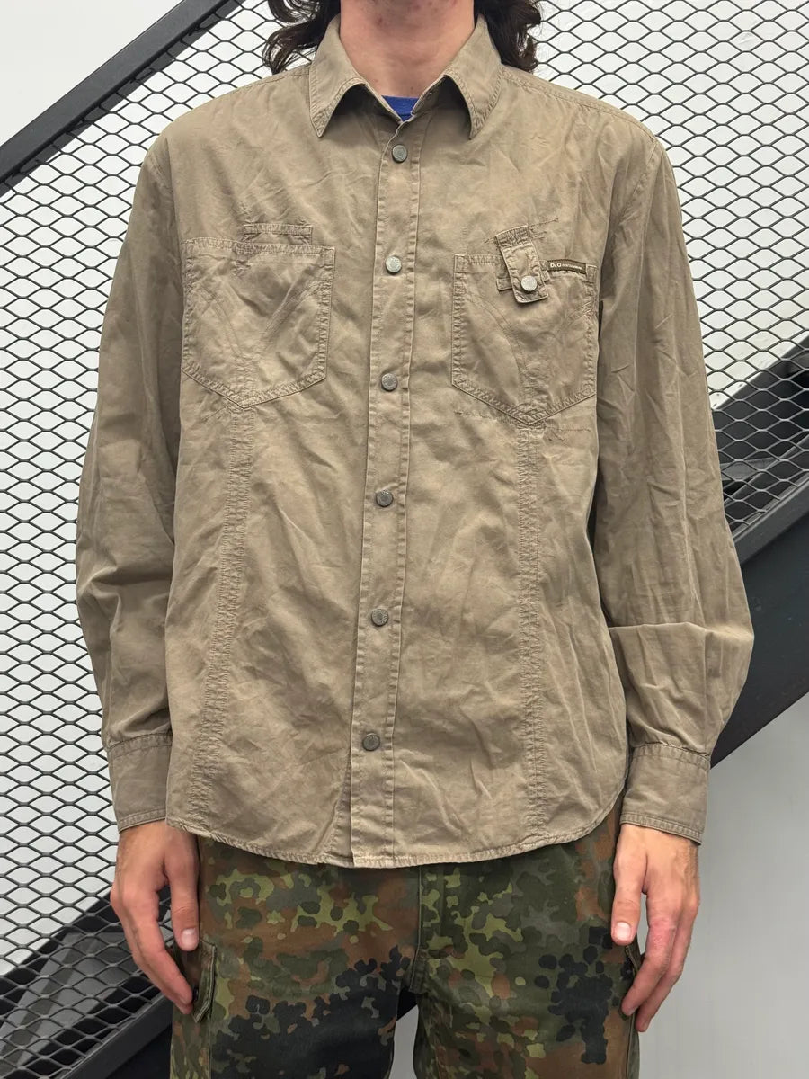 SS2003 Dolce & Gabbana Taupe Military Utility Pocket Shirt GeaABDVL 2