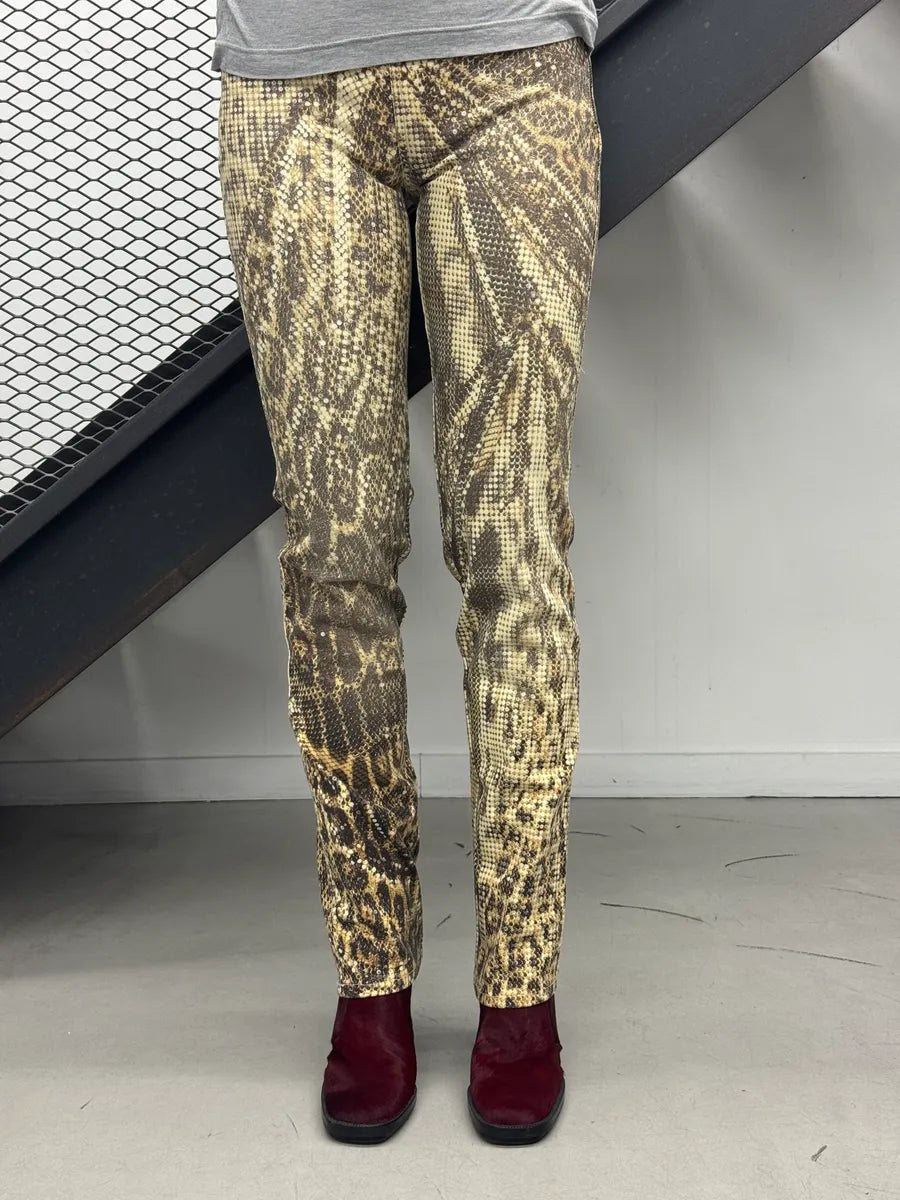 2000s Roberto Cavalli Beige Leopard Sequin Print Pants MFpKpVkS 2