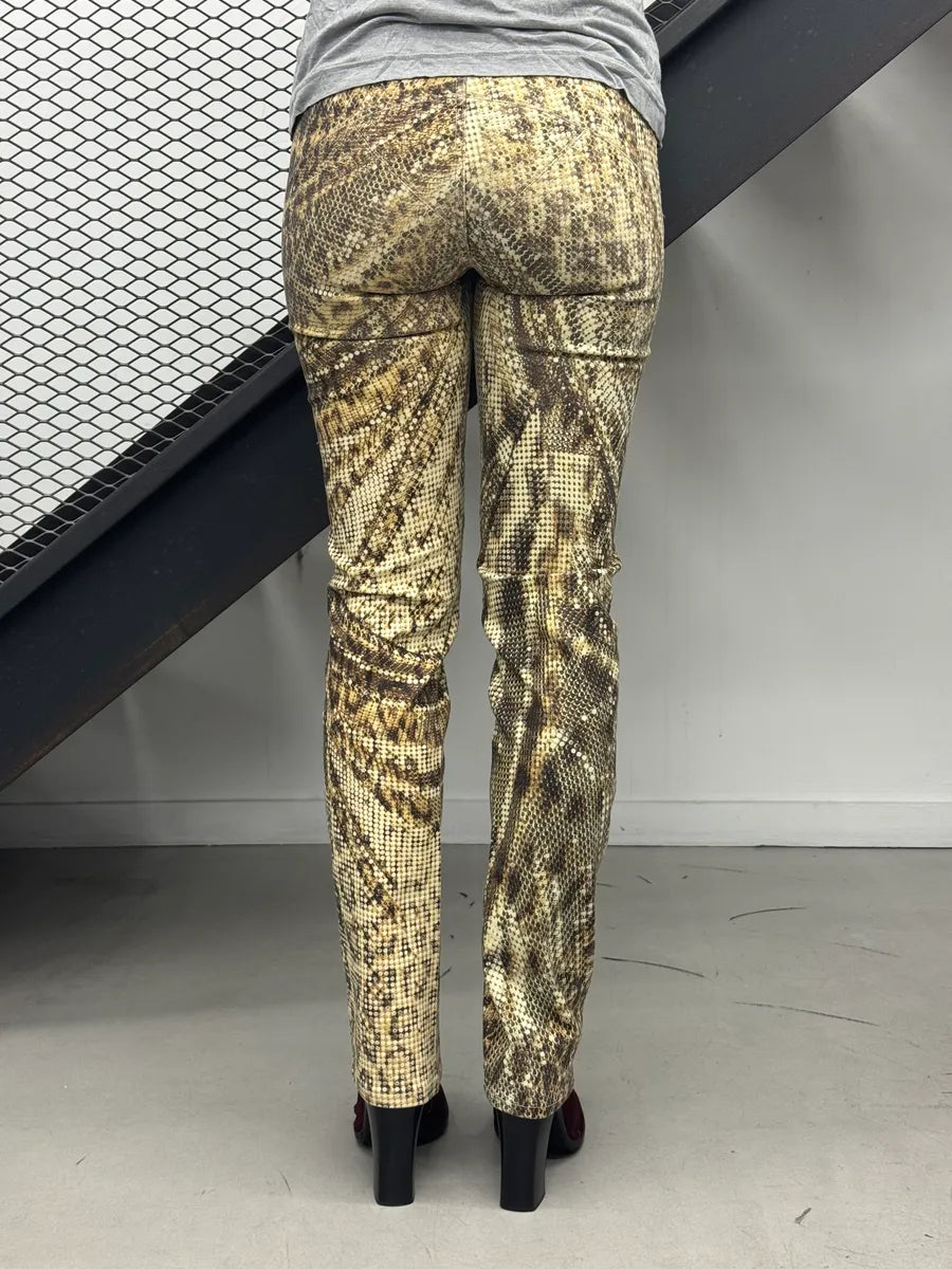 2000s Roberto Cavalli Beige Leopard Sequin Print Pants MFpKpVkS 4