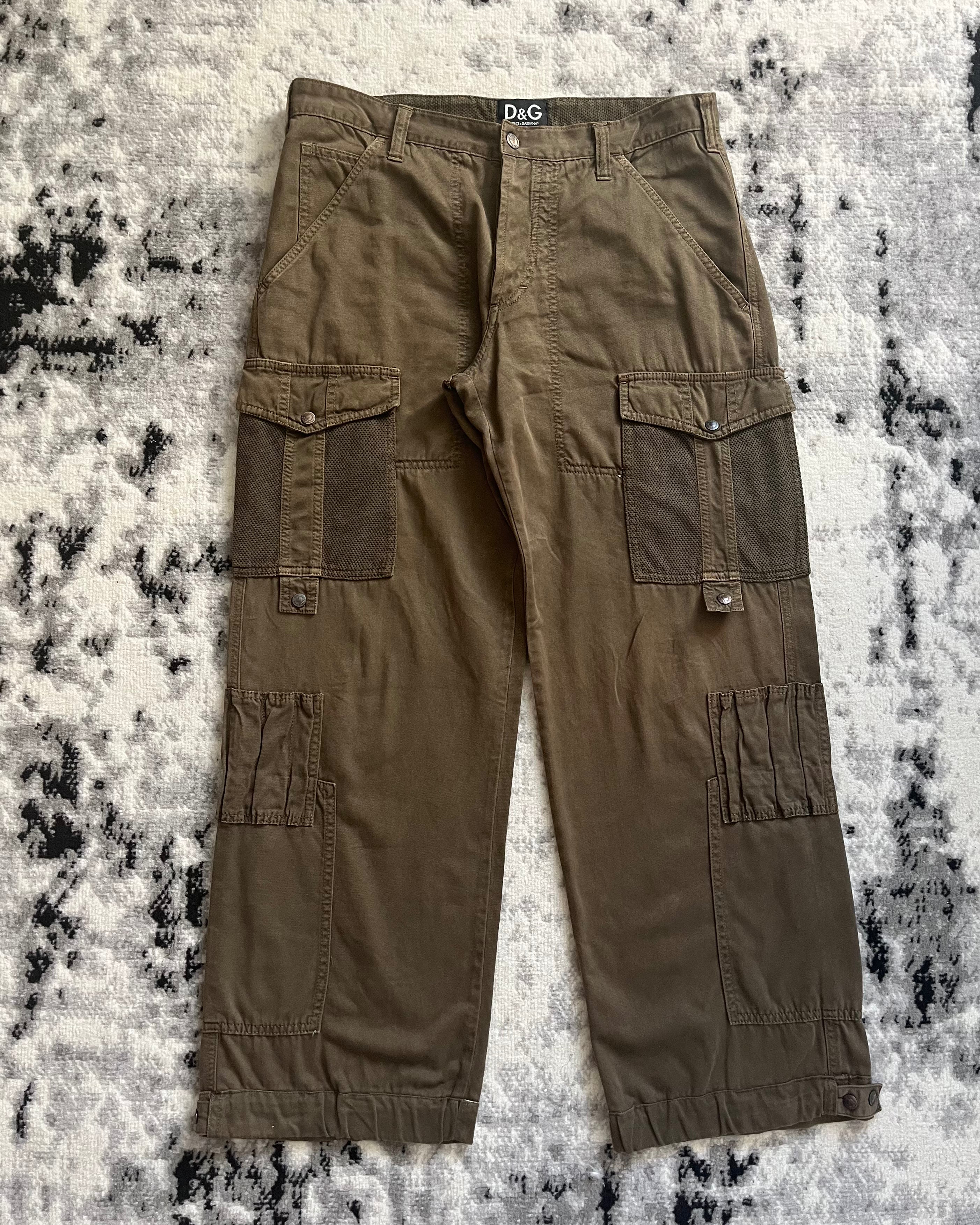 SS03 Dolce & Gabbana Combat Red Label Cargo Olive Pants (L)