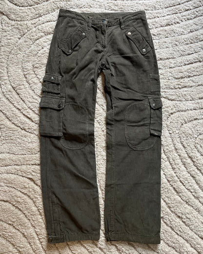 AW04 Dolce & Gabbana Olive Velvet Cargo Pants (S)