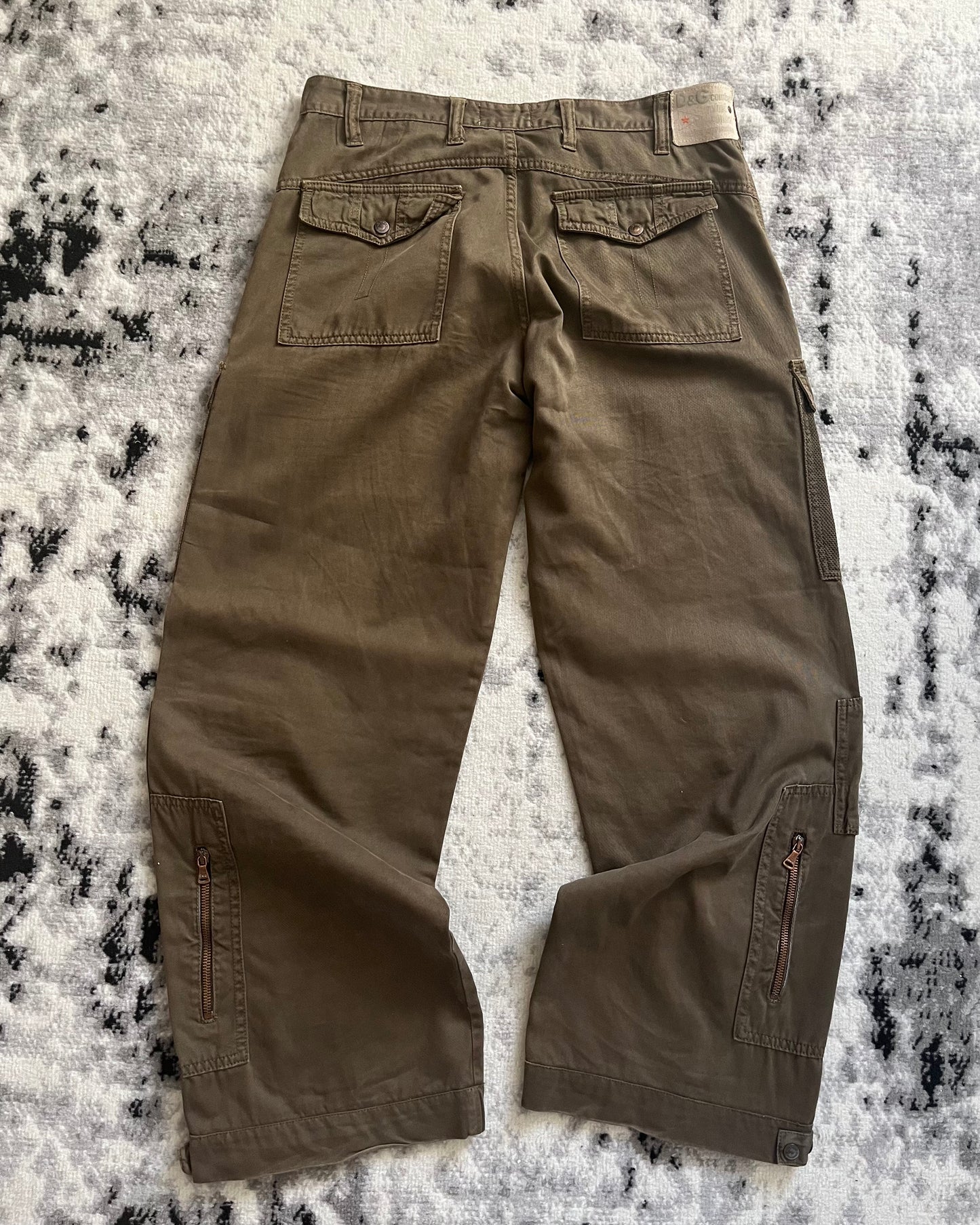 SS03 Dolce & Gabbana Combat Red Label Cargo Olive Pants (L)