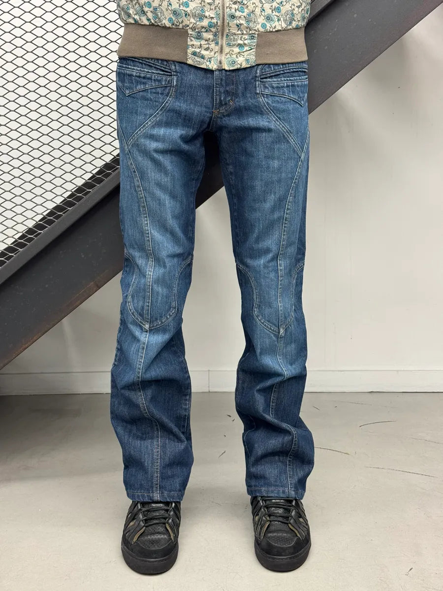 2000s Roberto Cavalli Blue Denim Panelled Jeans oimYoQrF 0