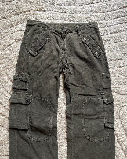 AW04 Dolce & Gabbana Olive Velvet Cargo Pants (S)