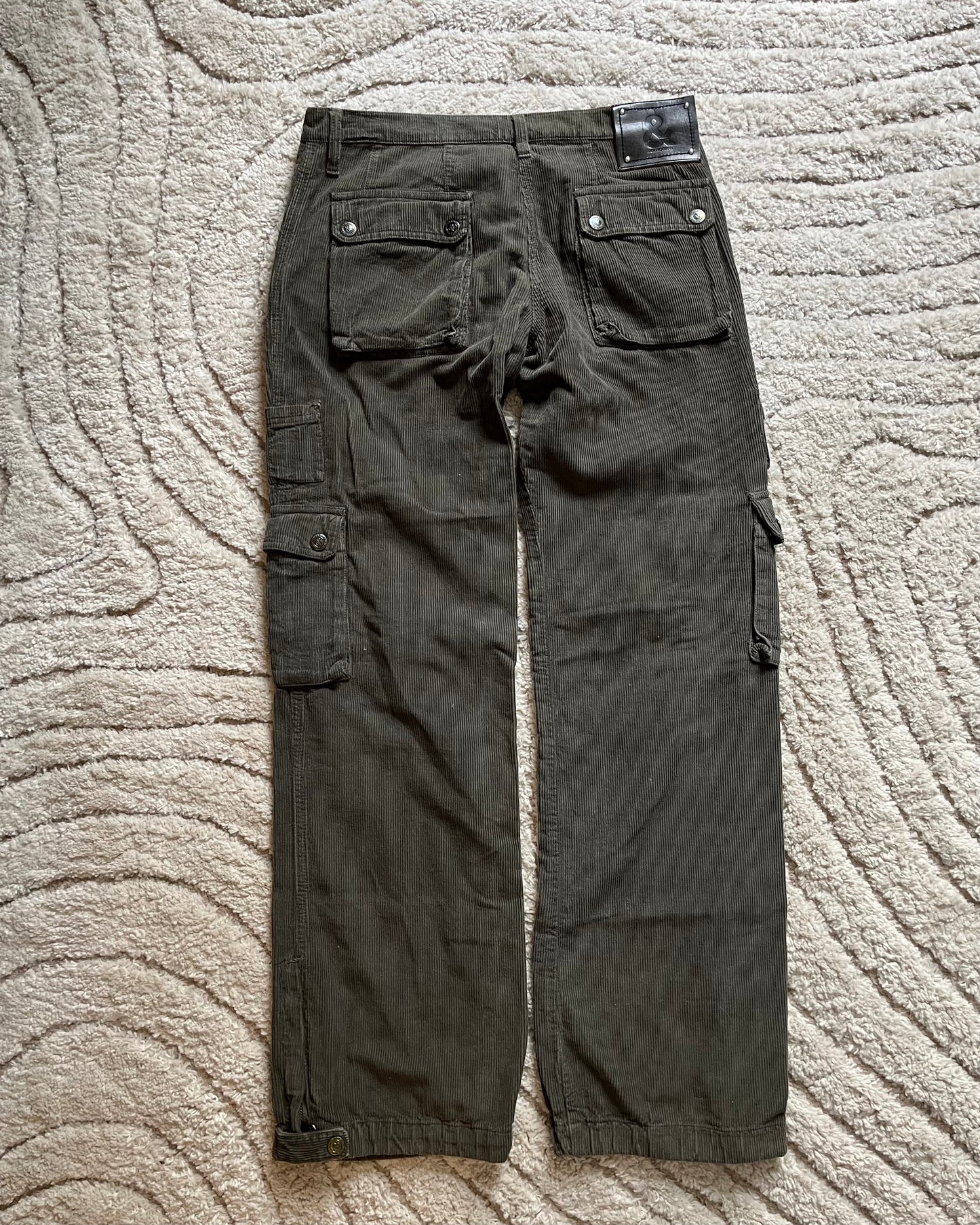 AW04 Dolce & Gabbana Olive Velvet Cargo Pants (S)