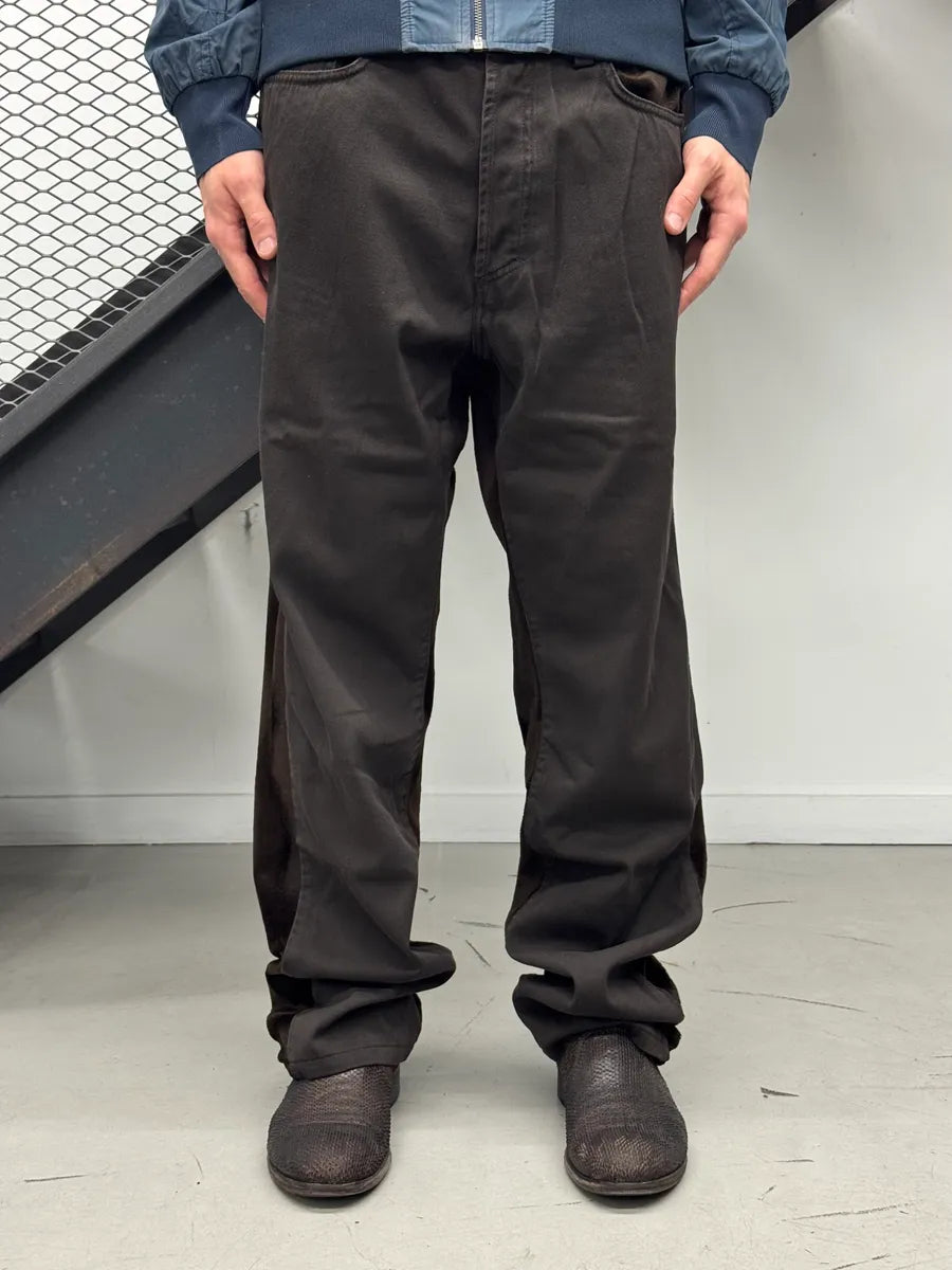 2000s Versace Brown Two Tone Contrast Velvet Panel Pants YxeTZkDE 1