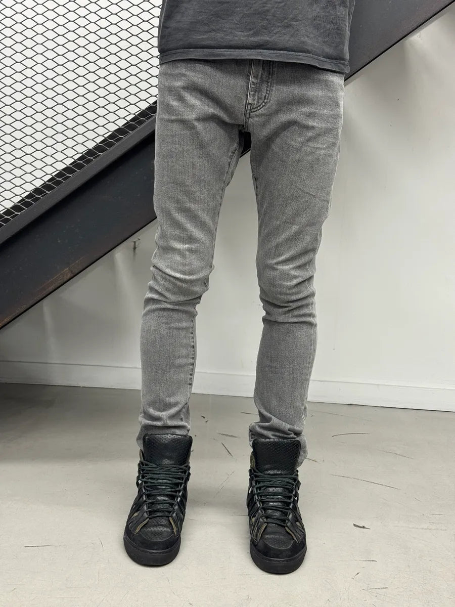 Saint Laurent Washed Grey Denim Washed Slim Jeans rZqcLIXl 1